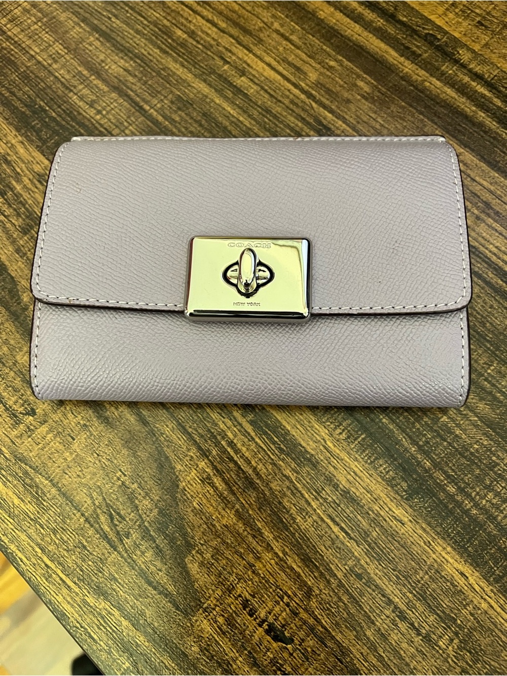 Coach Pale Lavender Saffiano Leather Turnlock Wallet